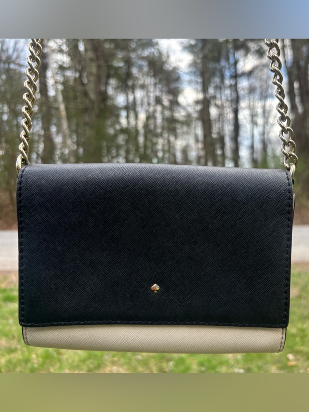 kate spade Black and Cream Crossbody Chain Bag